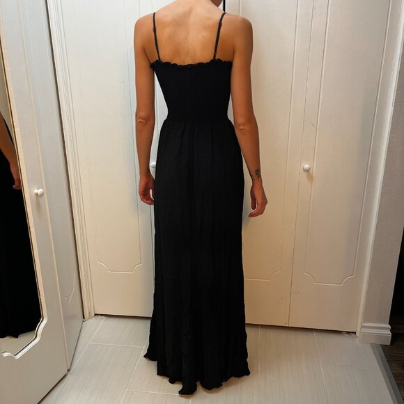 Reformation Black Smocked Bodice Maxi Formal Dress - Picture 2 of 5